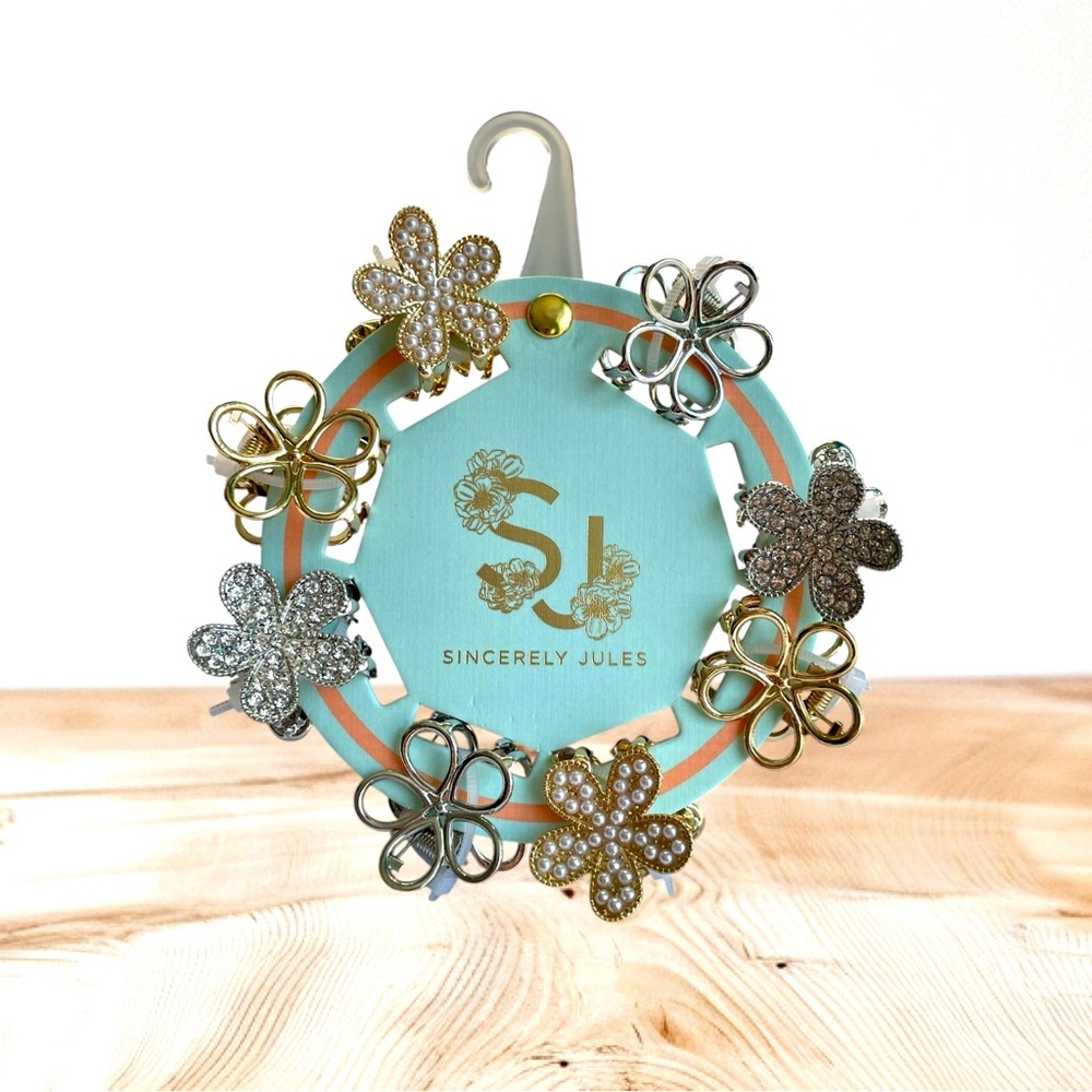 Sincerely Jules Gold and Silver Flower Hair Clips